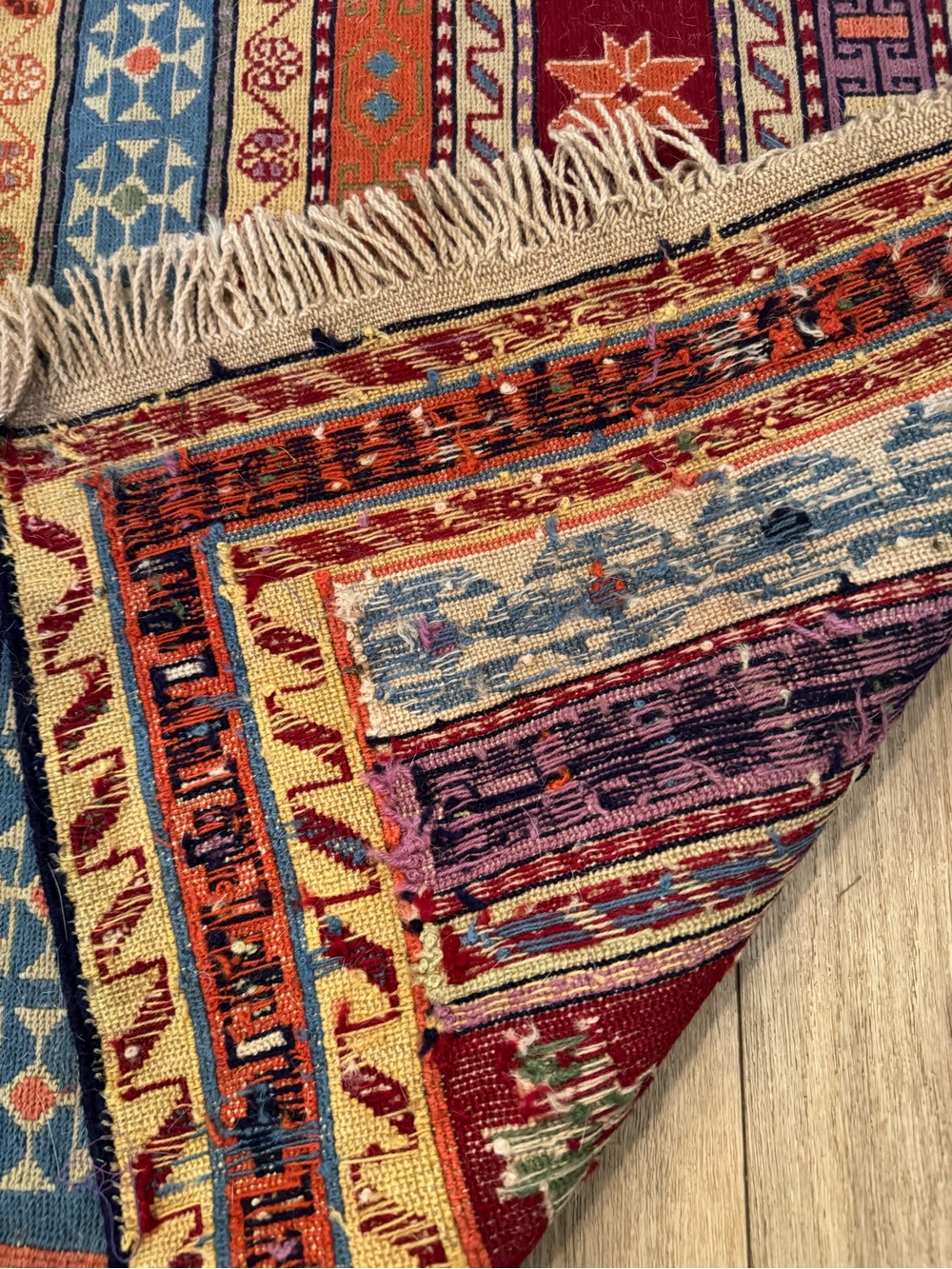 Traditional Multicolor Kilim-Style Area Rug - Red & Blue - Picture 4 of 6